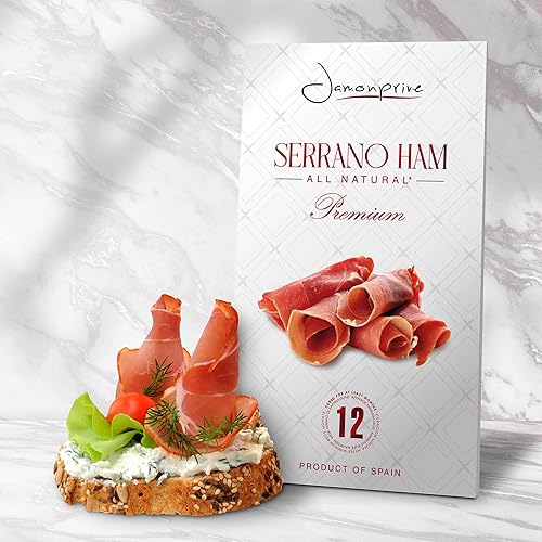 Miniatura 7 de Jamonprive Hueso de jamón serrano de España de 15 a 17 libras + soporte de jamón + cuchillo y jamón serrano premium en rodajas curado en seco (12