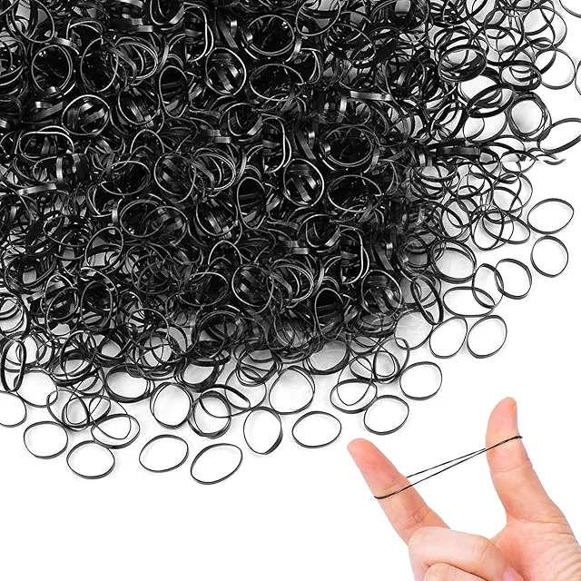 Élastiques Cheveux Noir, 300 Pièces Mini Élastiques pour Coiffures Enfants et Dreadlocks