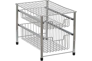 Household Essentials Silver Freestanding Double Pull-Out Cabinet Shelves