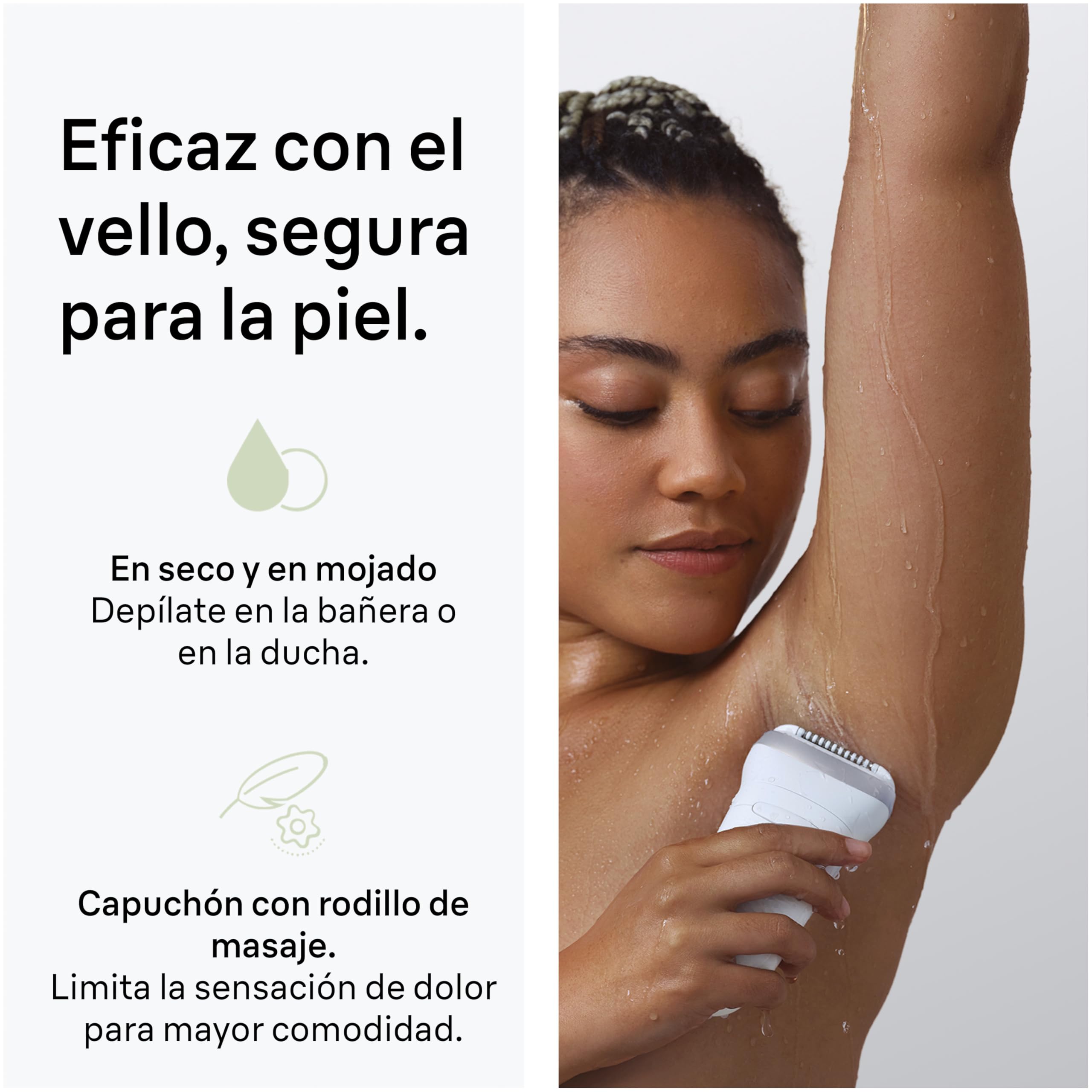Braun Depiladora Eléctrica Mujer Silk·épil 7 Depiladora Corporal Inalámbrica con Cabezal Ancho, Peine Recortador Y Mini Rasuradora Corporal, Resistente al Agua, Depilación Suave Duradera, 7-441 - 4