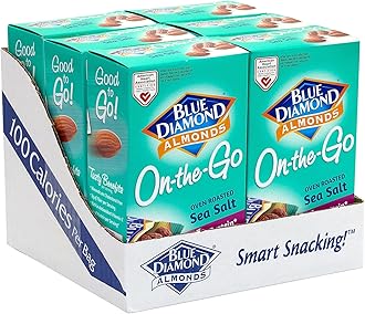 Blue Diamond Almonds, Oven Roasted with Sea Salt, 100 Calorie On-The-Go Bags 7 count of 0.6Oz (Pack Of 6)