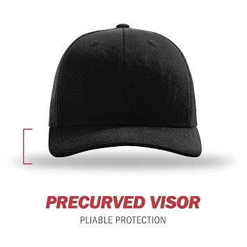 Richardson Unisex 112 Trucker Adjustable Snapback Baseball Cap, Solid Black, One Size Fits Most