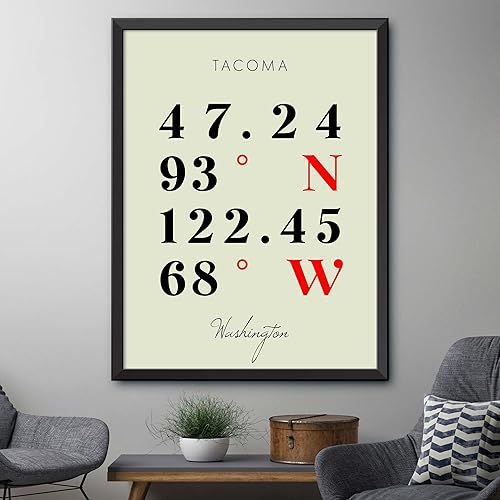 Miniatura 4 de Mapa de Tacoma, Washington, Coordenadas Multilíneas de Colores (16x20)