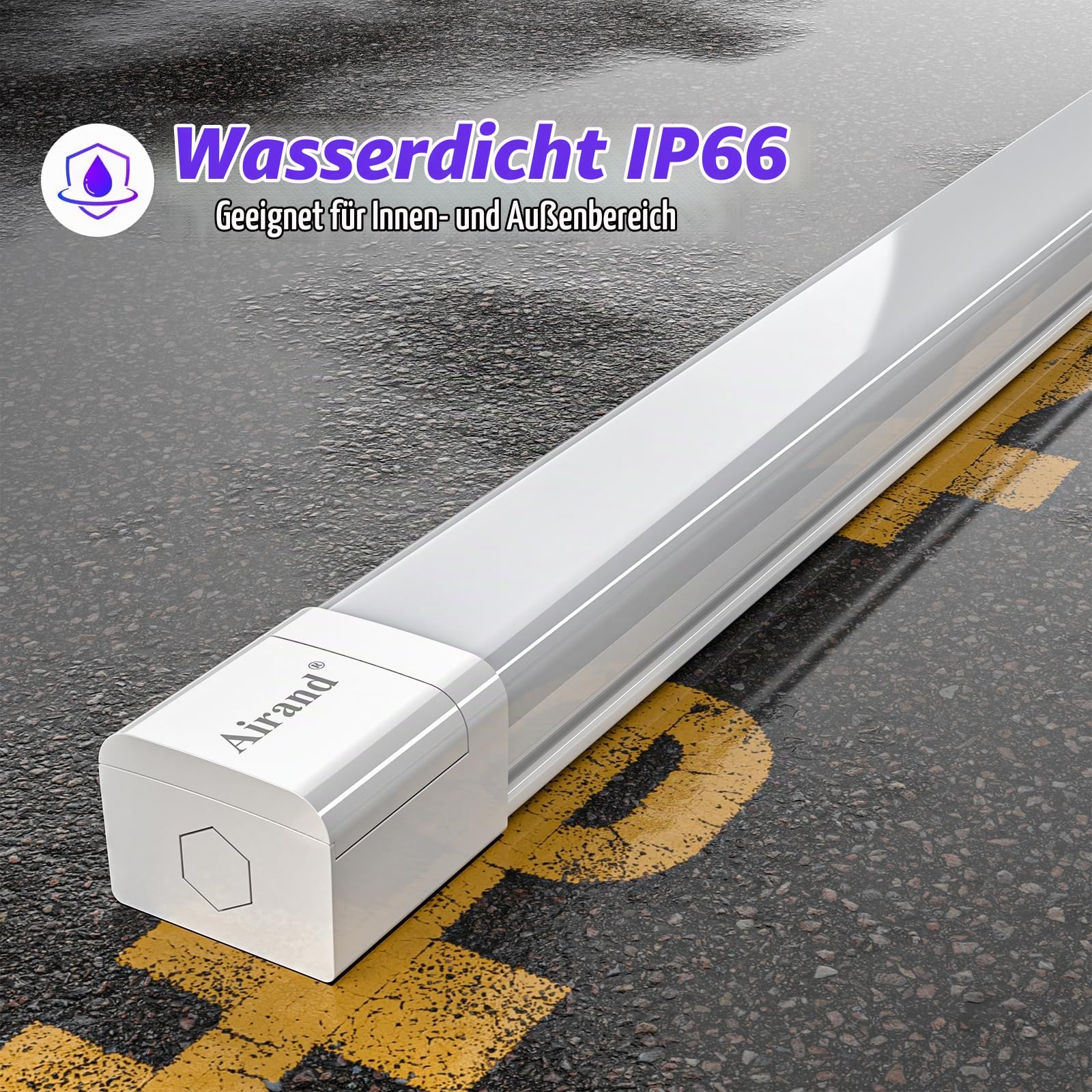 2 Stück Feuchtraumleuchte LED 120CM, Kellerlampe 36W 3600LM, GaragenLampe Kaltweiss 5000K, Röhre Lampe IP66 Wasserfest, Werkstattlampe Deckenleuchte Hell, Feuchtraum Leuchte für garage Werkstatt Kelle