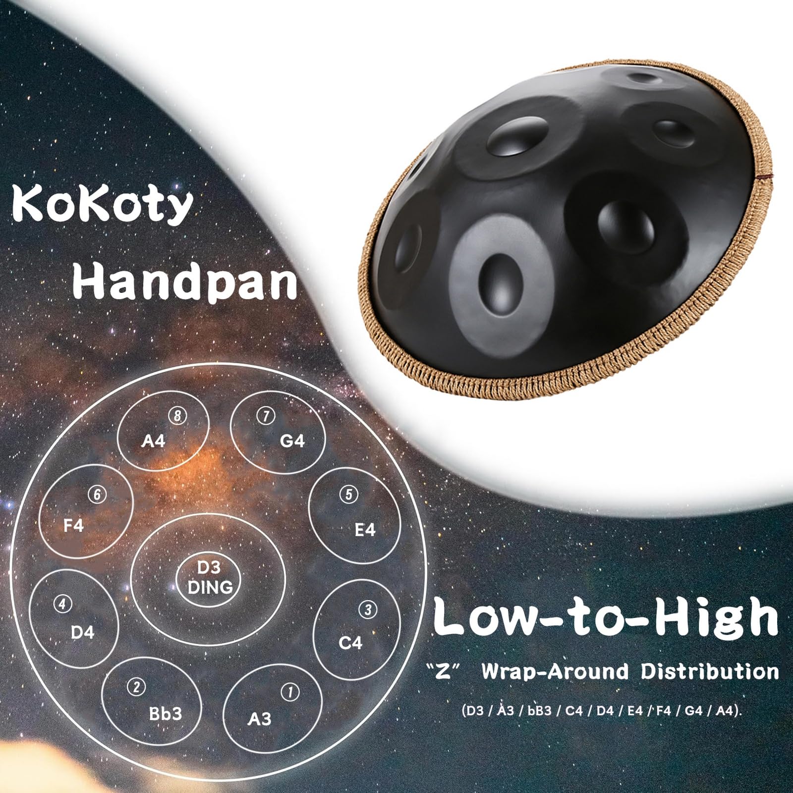 Amazon | ハンドパン 9音/10音/12音 楽器 KoKoty Handpan Drum