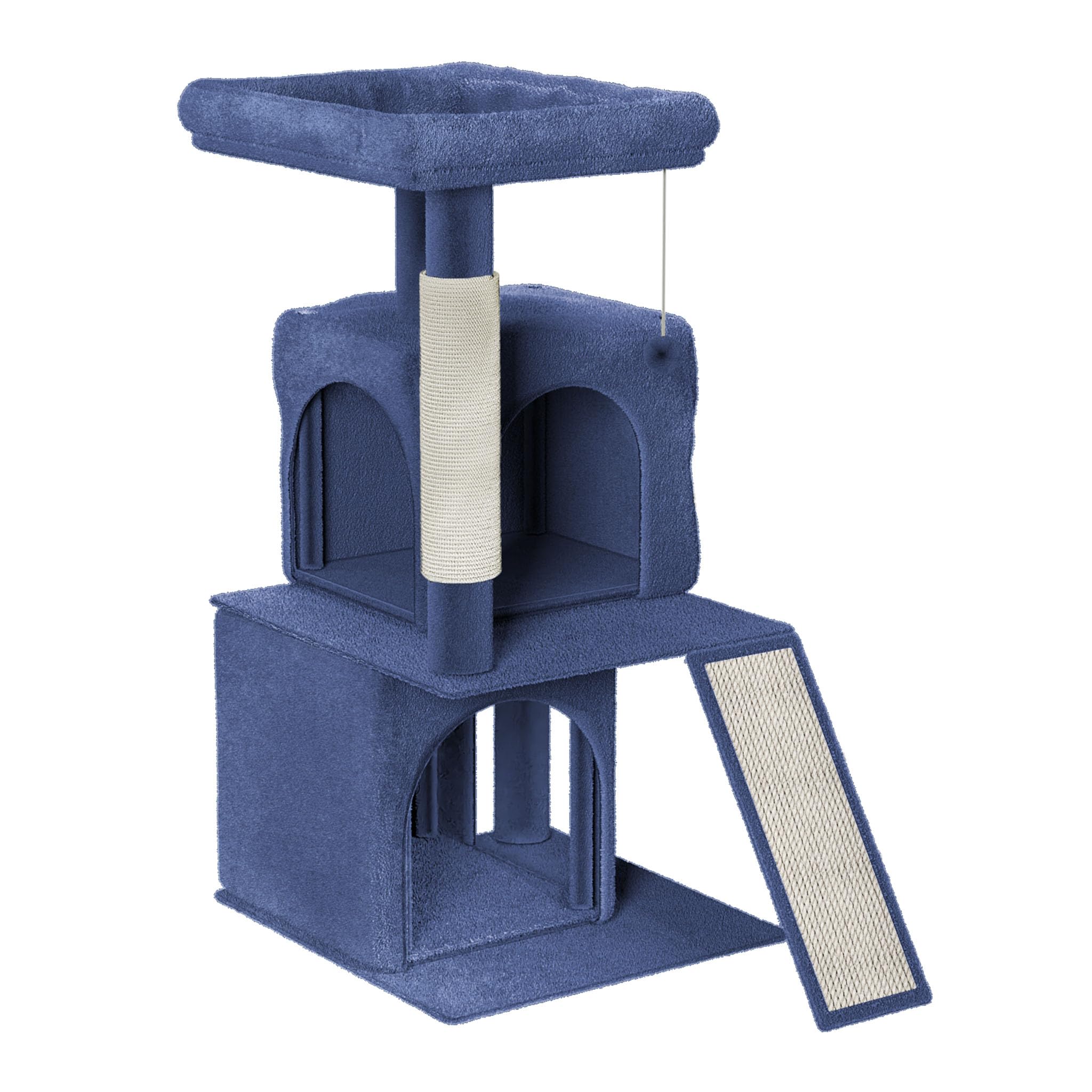 FIVMEN Kratzbaum Gro 93 cm Hoch Katzenbaum Katzenkratzbaum Blau mit  Kratzsulen, Katzenhhle, Plattformen, Treppe, Sisal-Seil Plsch  Katzenmbel Kletterbaum fr Katzen, 49x46x93 cm : Amazon.de: Haustier