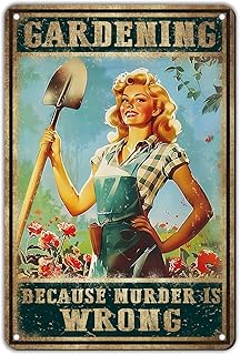 Garden Sign Gardening Garden Metal Signs Outside Decor Gift For Gardener Gardening Because Murder Is Wrong 12 * 8in