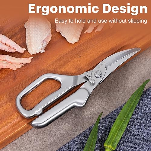 Miniatura 7 de LIVINGO Tijeras de cocina  Tijeras de aves de corral resistentes, corte afilado, alimentos, huesos de pollo, carne y verduras para cocinar, tijeras