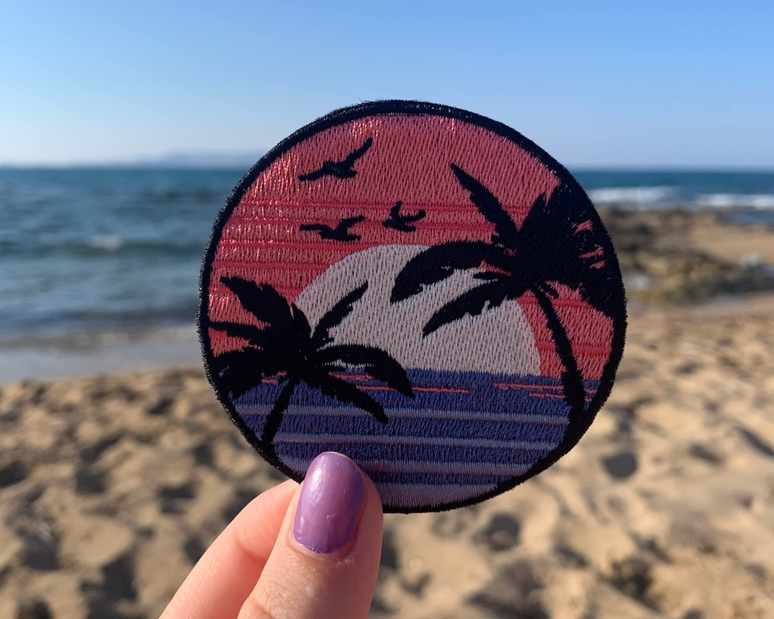 Finally Home Toppa Termoadesiva 'Tramonto Rosa' – Toppa Estiva Con Spiaggia E Sole, Da Stirare Su Vestiti, Zaini E Jeans - 3