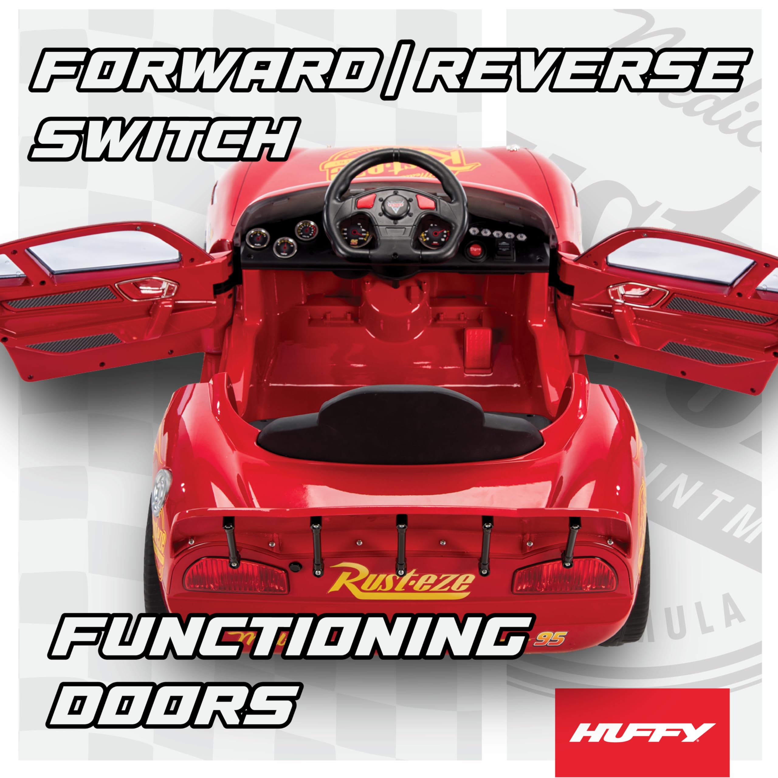 Huffy Lightning McQueen 6V Ride-On Toy Car with Headlights & Engine Sounds, Foot Pedal Drive, Up to 2.5 MPH, Ages 3–7