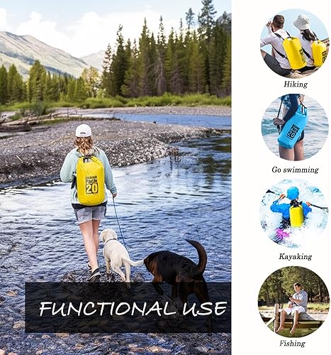 Miniatura 6 de Dry Bag Mochila impermeable 5L10L20L30L Roll Top Bolsa impermeable, bolsas secas flotantes para kayak, natación, barco, campamento, playa.