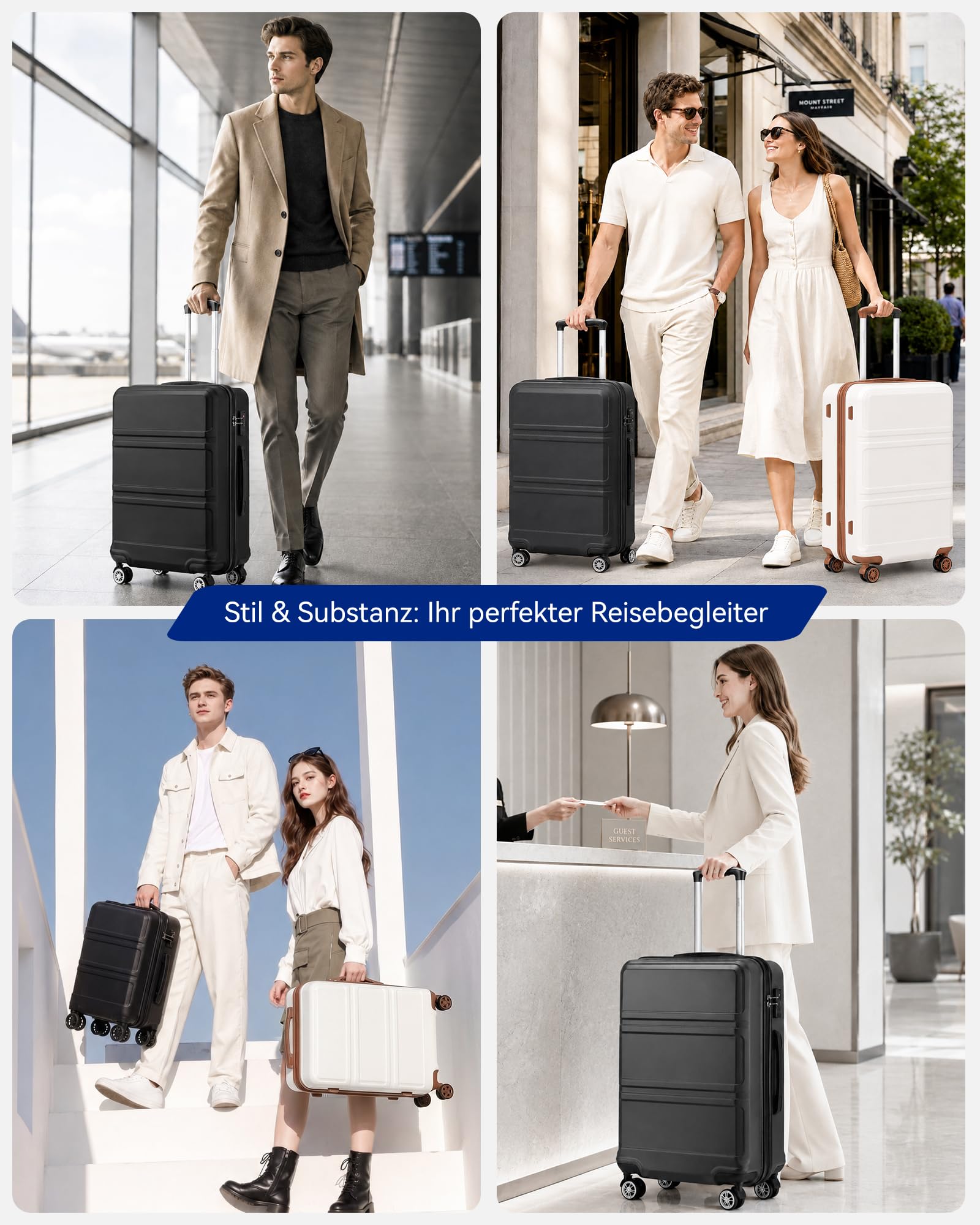 KONO Hartschalenkoffer ABS+PC Trolley TSA Schloss 360° Leisen Rollen Reisekoffer S M L XL XXL
