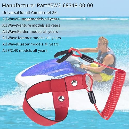 Miniatura 6 de Cuerda de seguridad Stop Kill compatible con EW2-68348-00-00 All Yamaha Jet Ski WaveRunner WaveVenture WaveRaider WaveJammer WaveBlaster FX140 -
