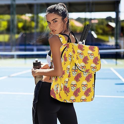Miniatura 7 de Sporting Goods - Bolsa de tenis de gran almacenamiento, estilo mexicano, Cinco de Mayo, gafas de sol de calavera, 3 raquetas de bádminton para