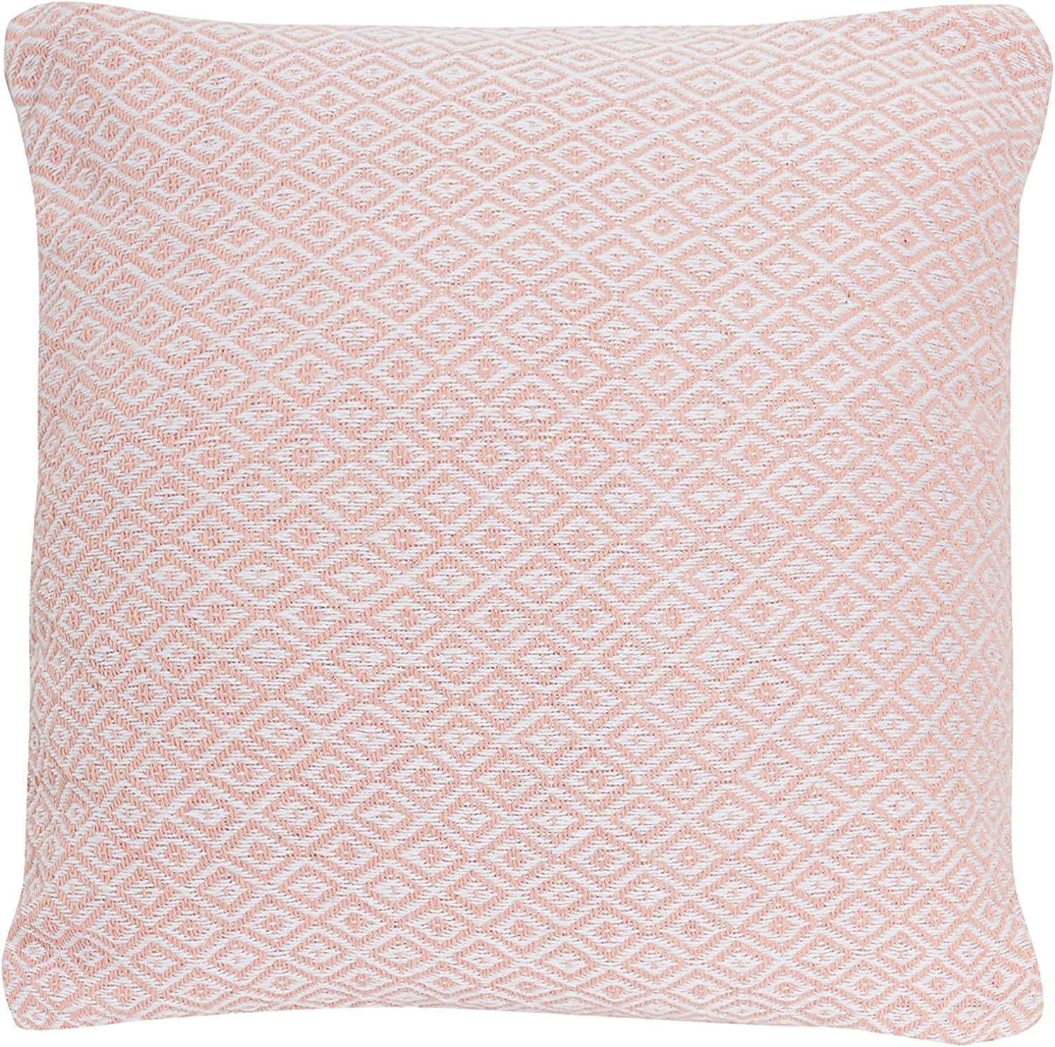 Large Cushion Covers 60cm x 60cm Blush Pink Diamond Geo Pattern, 100% Cotton Square Cushions For Home Decor Sofa Bed