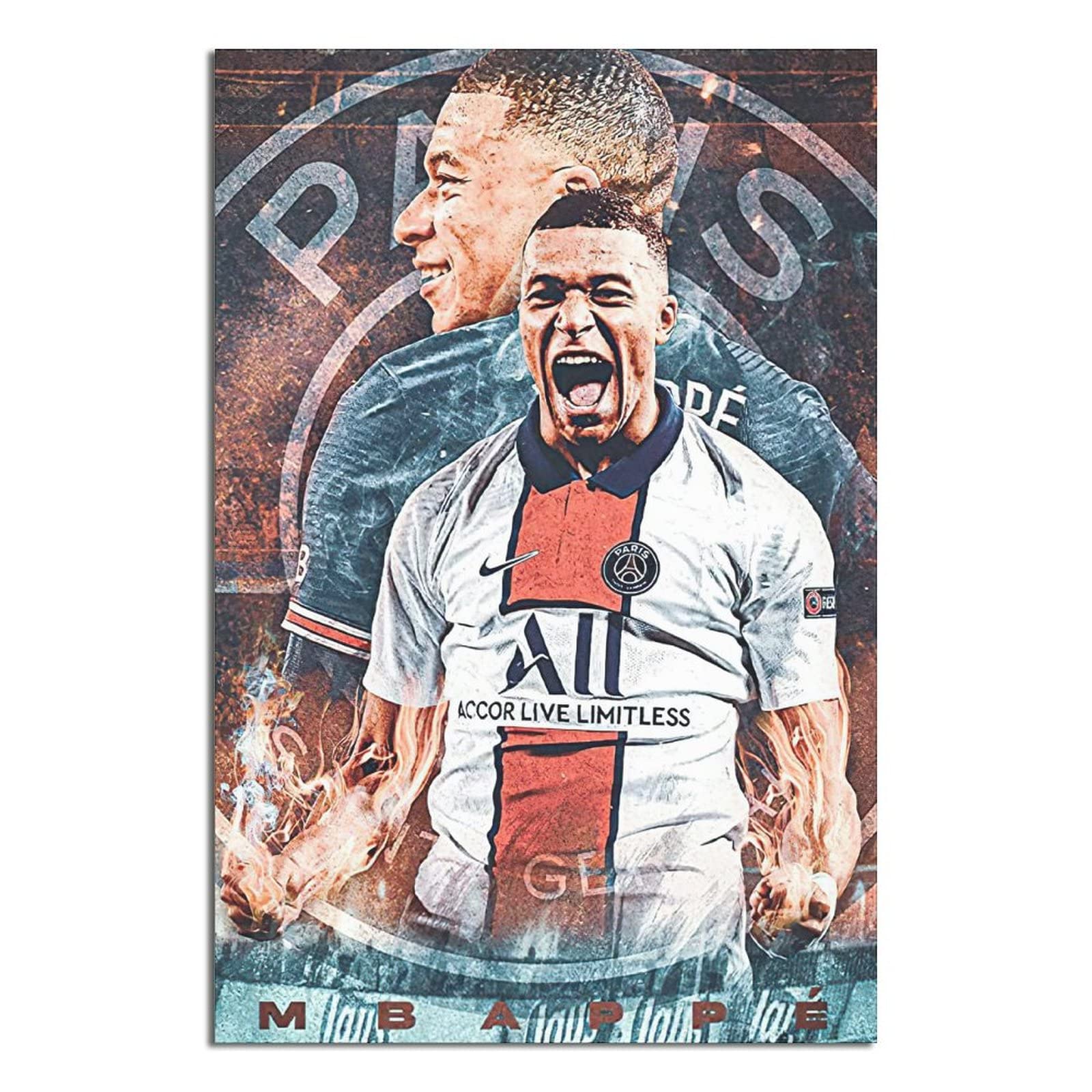 BPA Sports Football Star Kylian Mbappe Poster Picture Canvas Wall Art Print Modern Home Room Game Art Decor 16x24inchs(40x60cm)