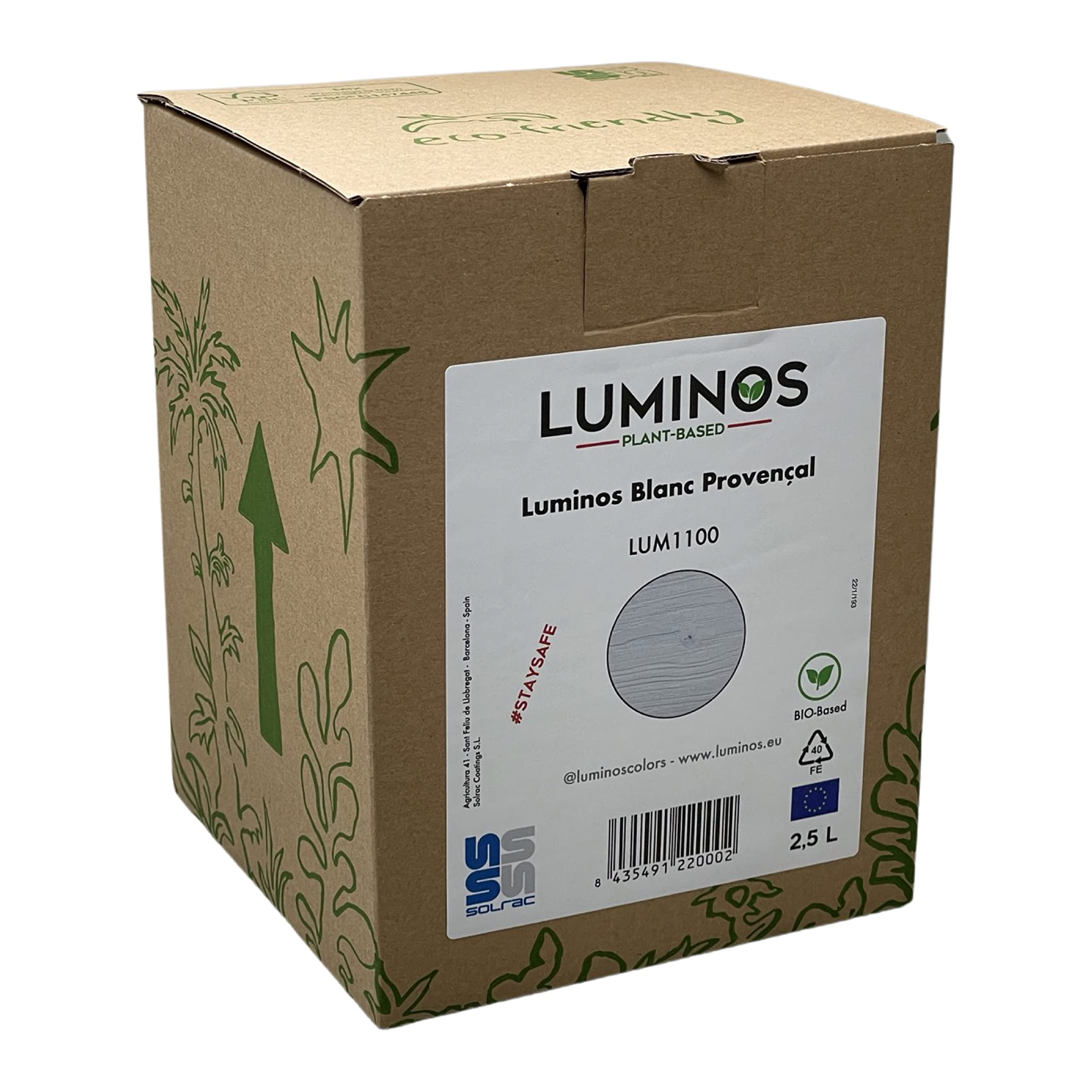 Luminos LUM1100 - BLANC PROVENÇAL - Lasure Biobased pour bois extérieur à l'eau - Blanc Provençal 2,5L