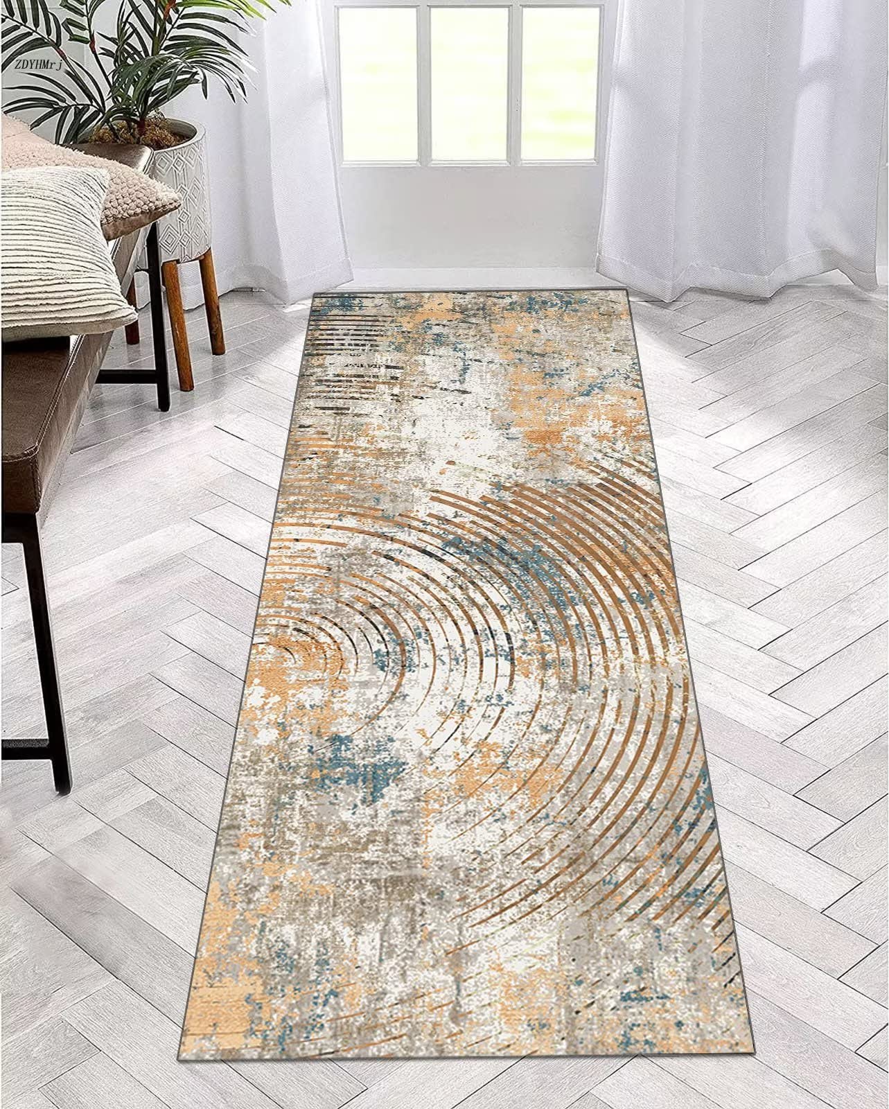 Tapis antidérapant lavable en polyester gris 100 x 240 cm de cuisine