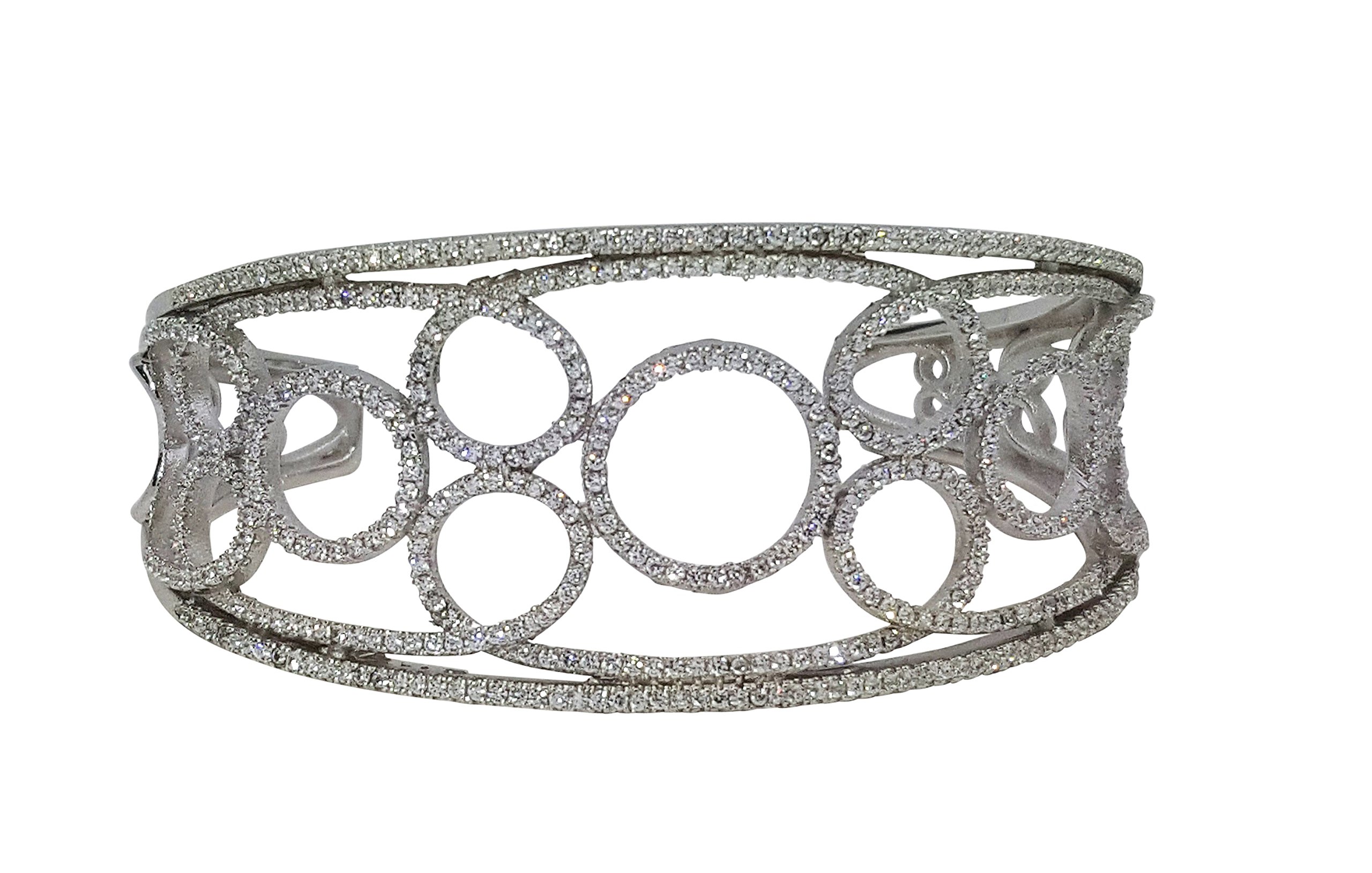 925 Solid Sterling Silver Bangle Bracelet Beautiful Intricately Made Cz Bracelet FR8