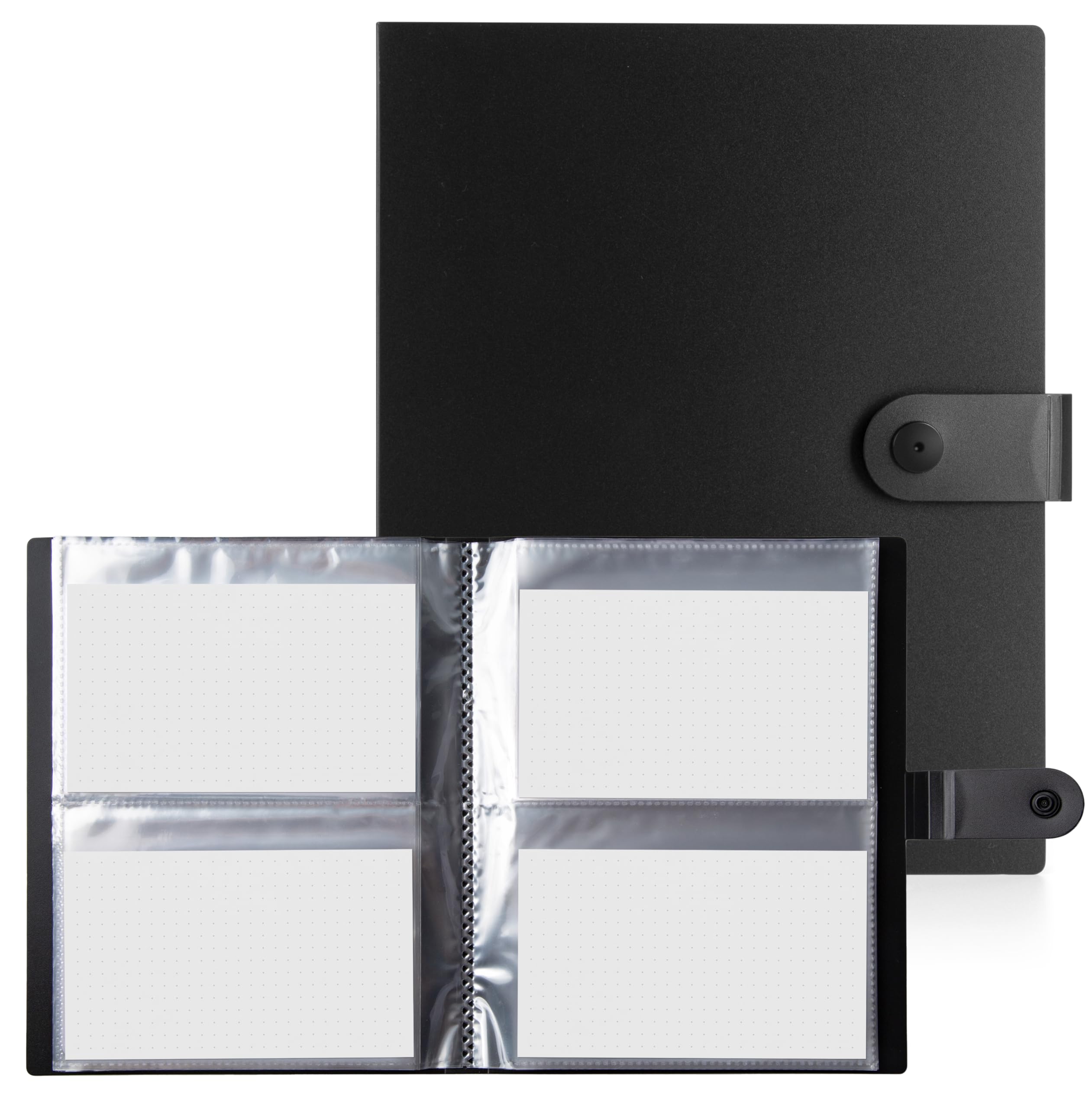 Porte-cartes 96 poches avec pochettes en plastique transparent pour mini fiches de révision