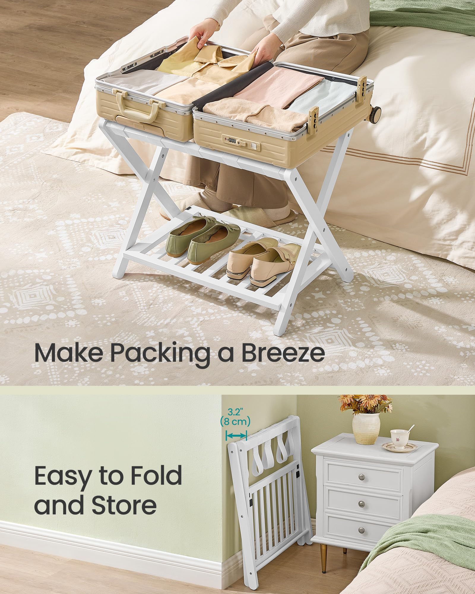 Amazon.com: SONGMICS Solid Wood Luggage Rack, No Assembly Required
