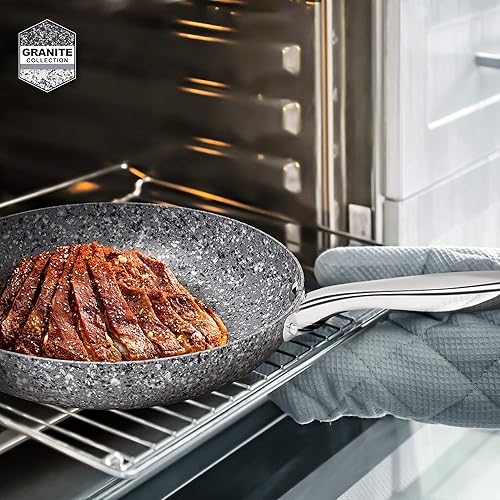 Miniatura 7 de Sartén de granito para freír, gris, de 8' & 10' & 11 & 12 pulgadas.