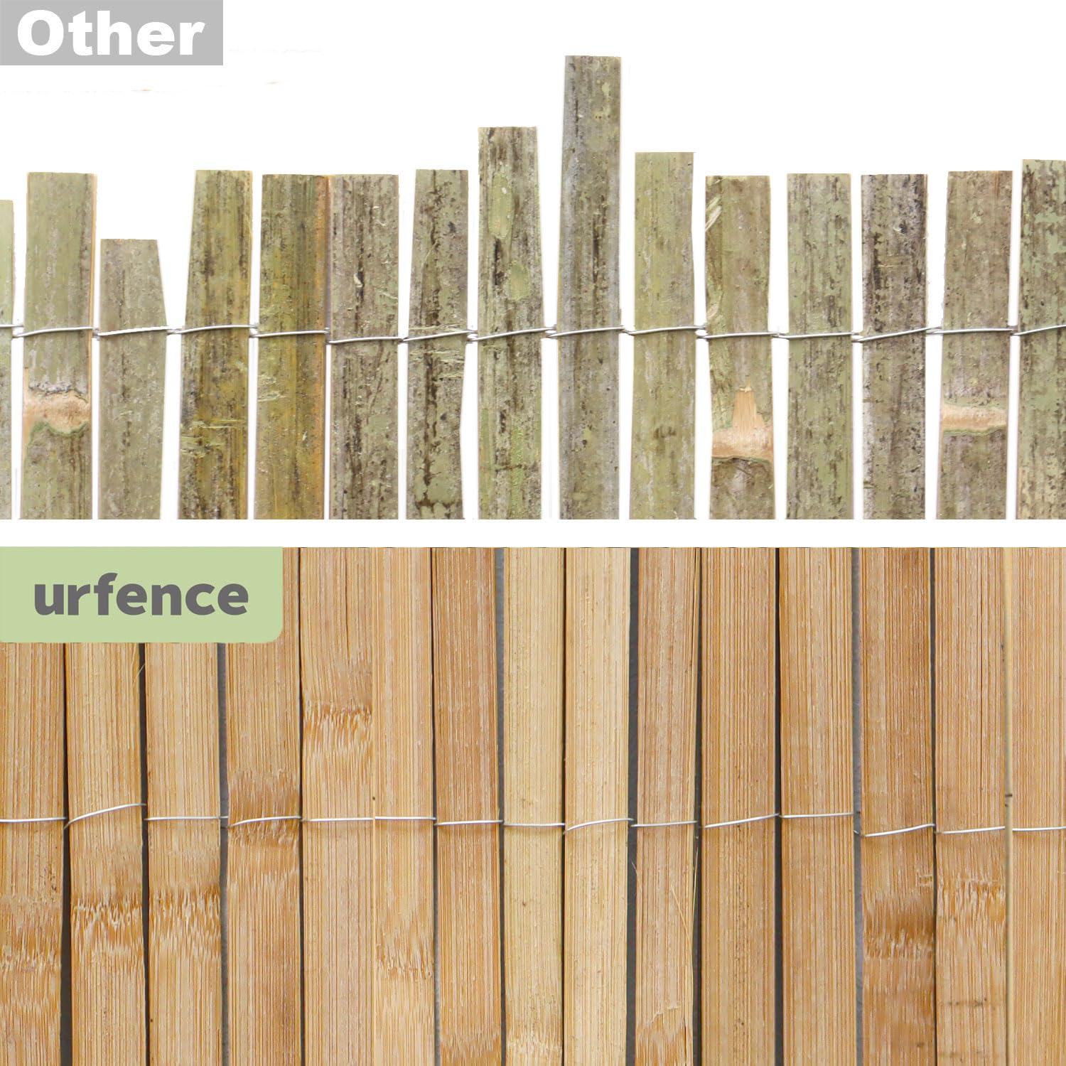 UrFence 300x20 Valla de Bambú Enrollable - Borduras para Jardín - Cercado Flexible - Delimitadores de Bordes para Jardín - Valla Madera - Separadores para Terreno - Delimitador Exterior