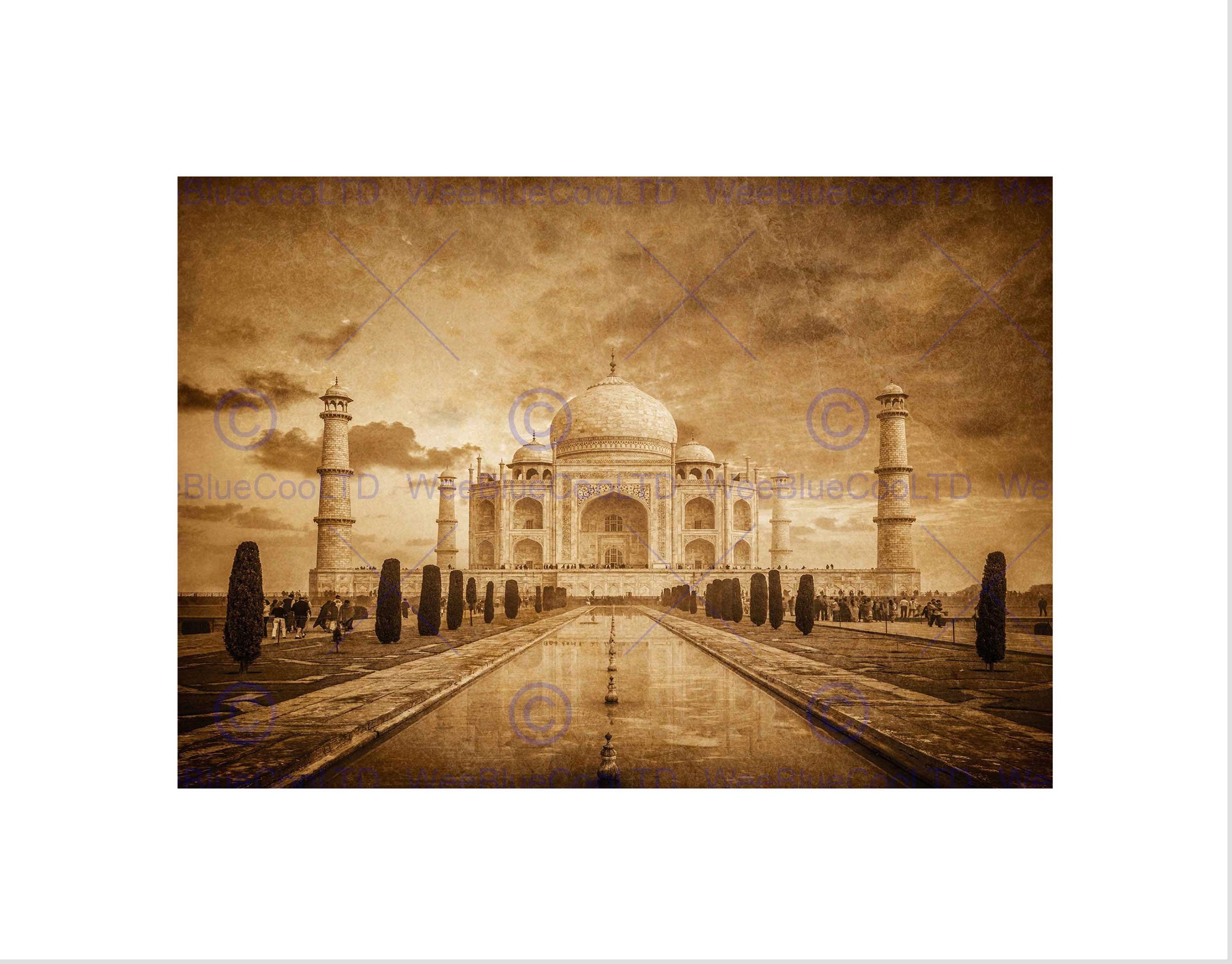 Wee Blue Coo Photo Landmark Composition Taj Mahal Agra India Wall Art Print