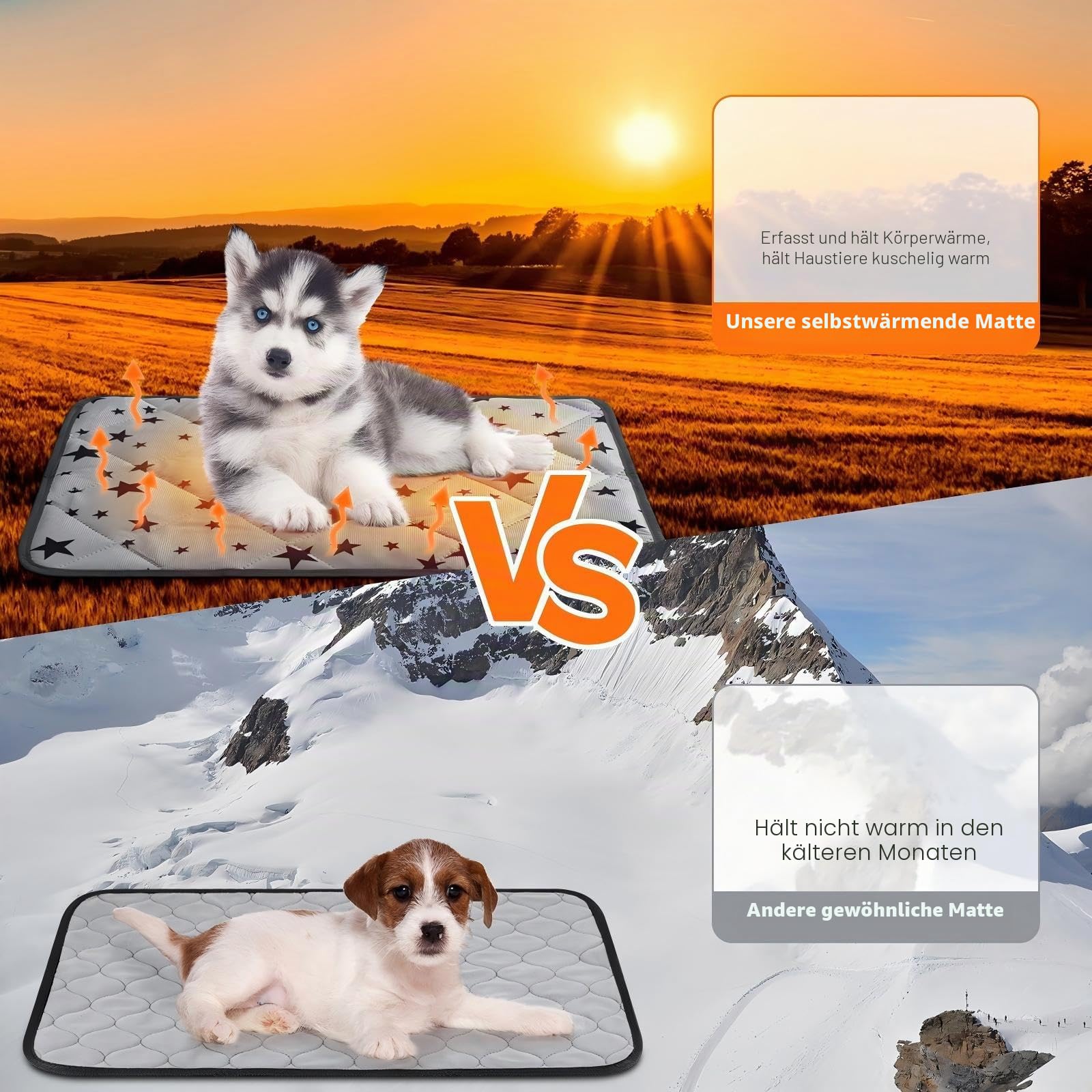 Namalu 4 Selbstwärmende Katzendecken Hundedecke mit Stern Muster Warme Weiche Decke für Haustier Waschbares Hundebett rutschfeste Decke für Outdoor Indoor (Rechteck, 60 x 90 cm)
