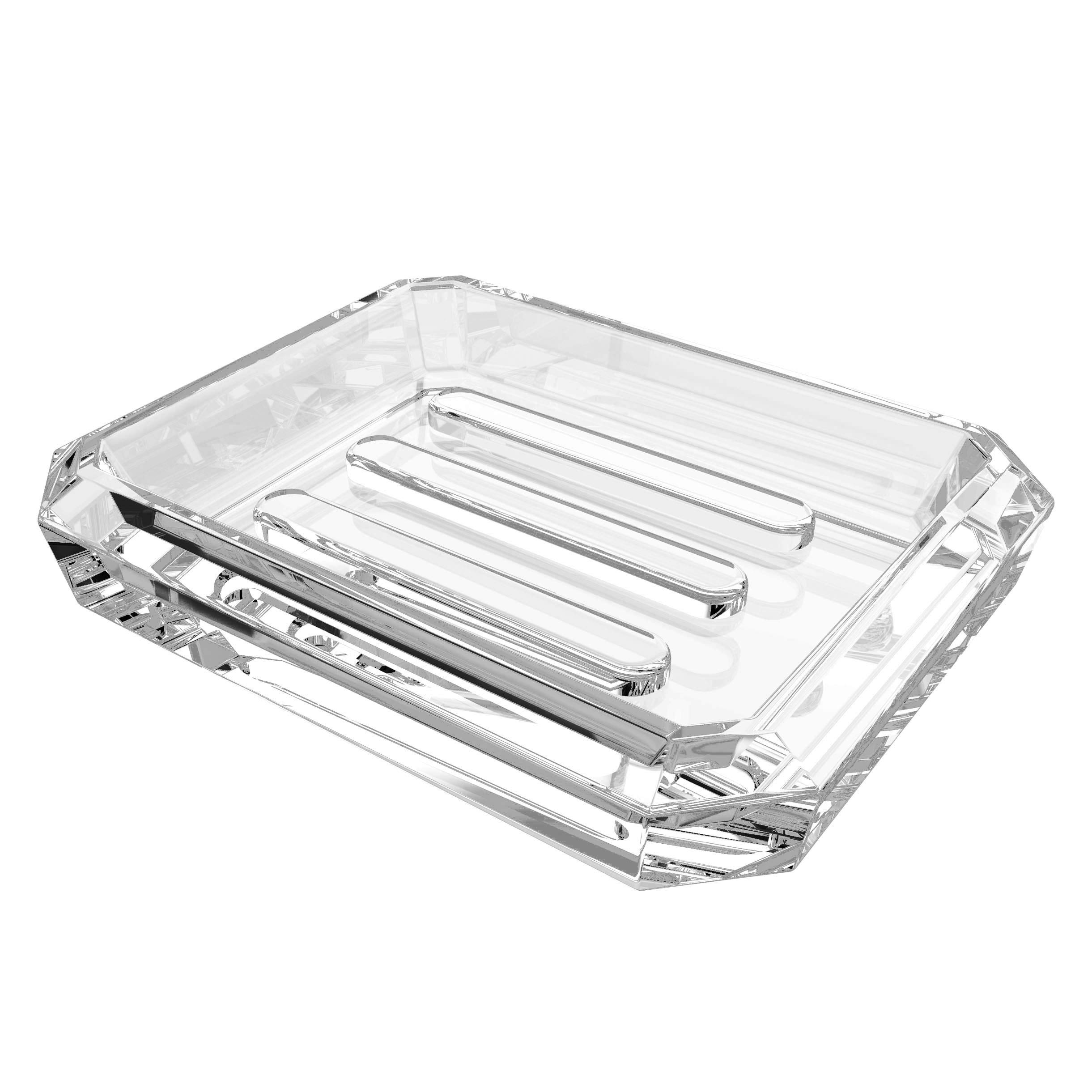 Linkidea Rectangle Glass Bar Soap Dish, Soap Saver Tray for Bathroom Counter, Glass Sponge Dish Holder Case Box for Shower (Clear) (Rectangle)