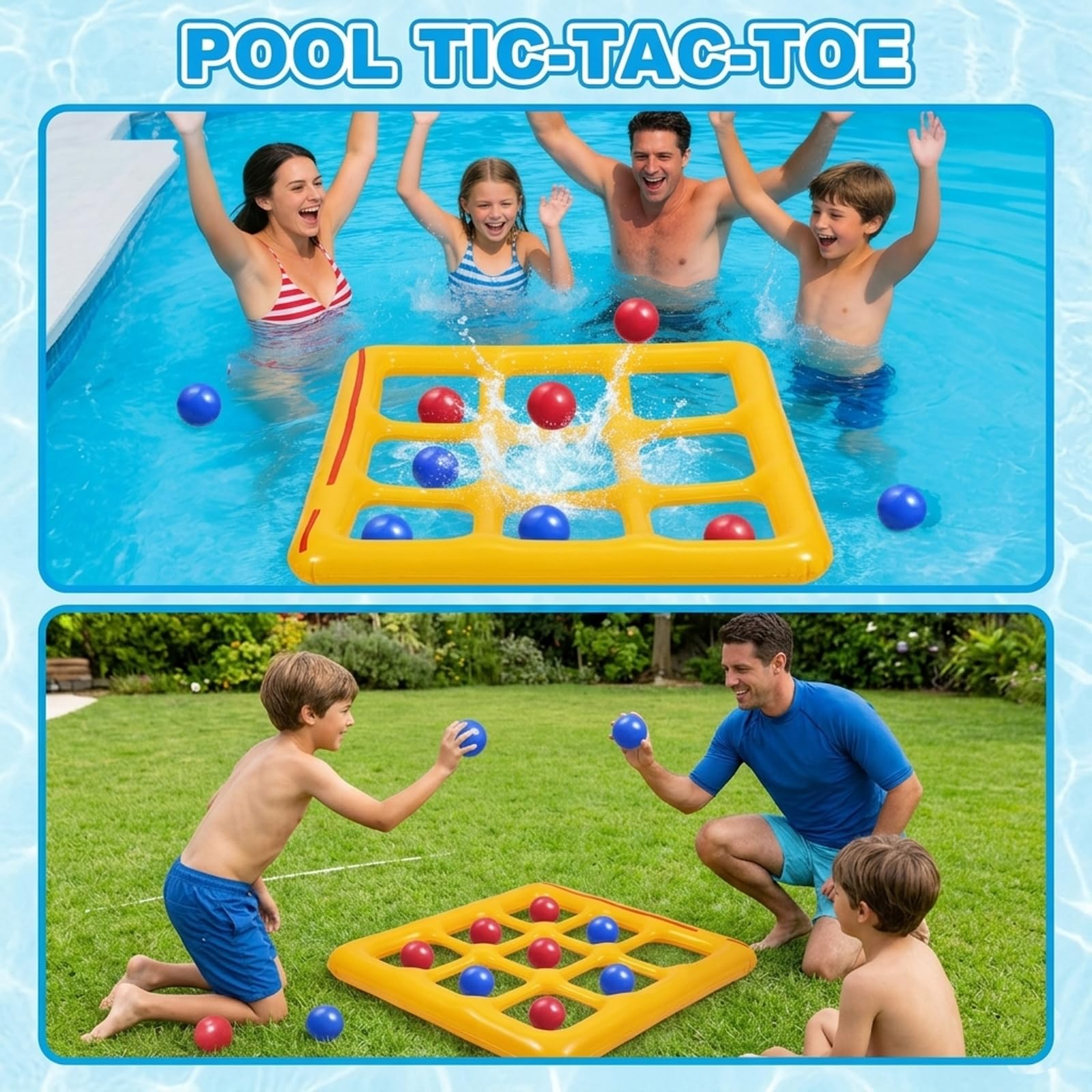 Giochi Piscina Tic Tac Toe, Giocattolo Gonfiabile per Piscina, Gonfiabili Piscina con 10 Palline, Galleggiante per Piscina Gioco, per Piscina, Spiaggia, Bambini e Adulti