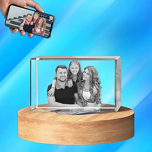 Foto de cristal 3D, personalizada con tu foto para papá, mamá, él, ella, imagen personalizada grabada con láser 3D, cristal grabado, conmemorativo,