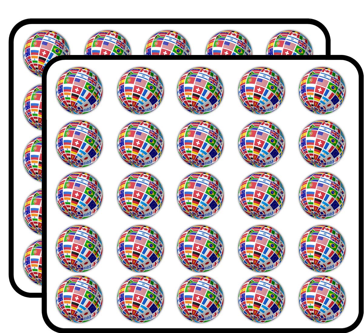 World Flags Globe Travel Around The World Sticker for Scrapbooking, Calendars, Arts, Kids DIY Crafts, Album, Bullet Journals 50 Pack