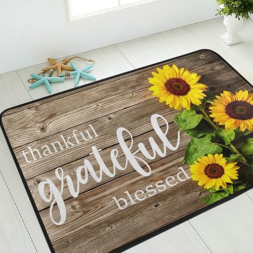 Miniatura 2 de Tapete de bienvenida para interiores de 24 x 36 pulgadas, diseño de girasol, tapete de bienvenida para interiores, tapete antideslizante y