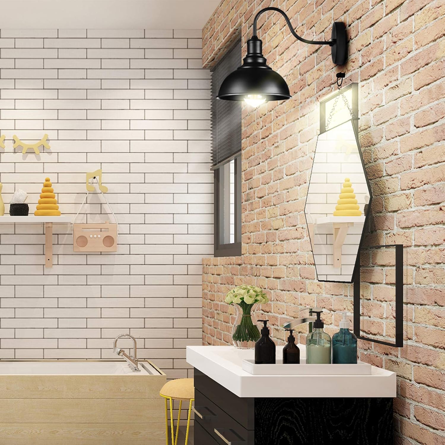 Black Wrought Iron Gooseneck Barn Wall Sconce