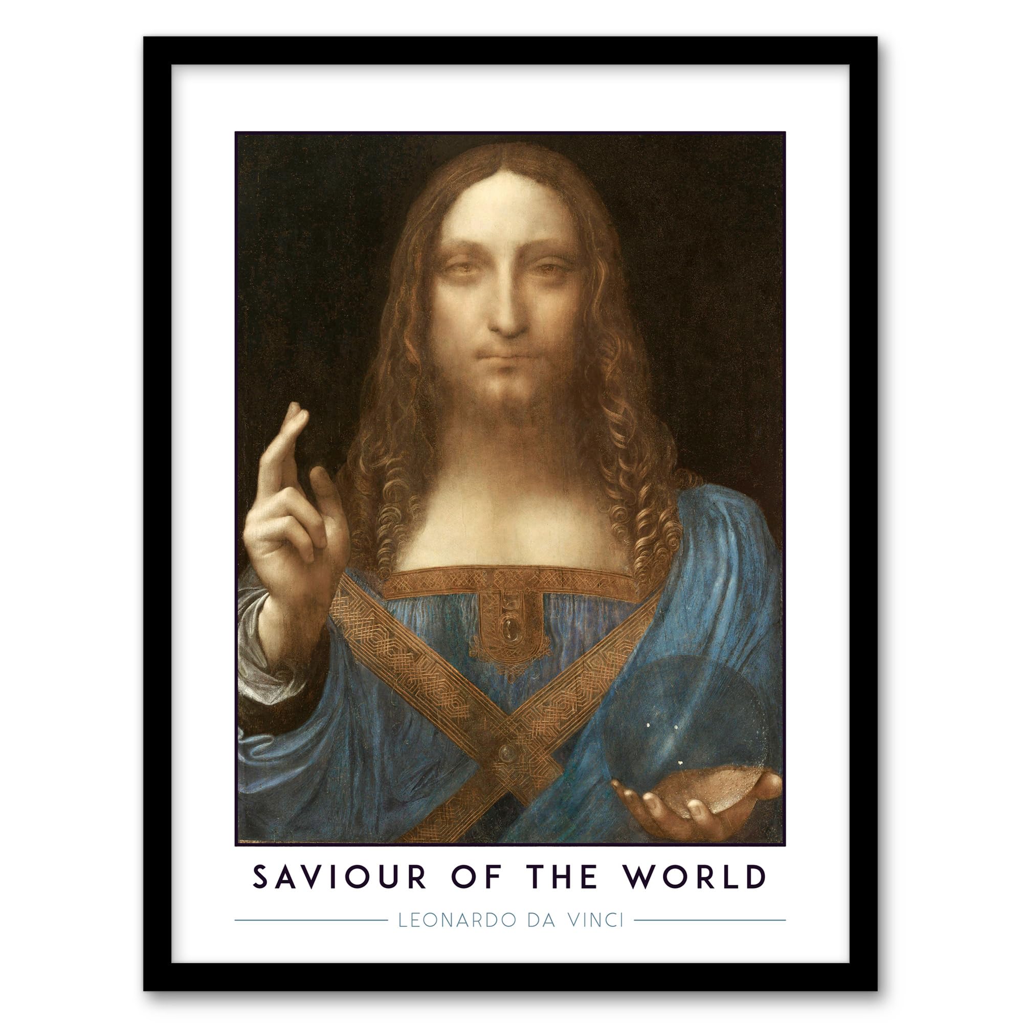 Artery8 Leonardo Da Vinci Saviour Of The World Salvator Mundi Living Room Artwork Framed Wall Art Print A4
