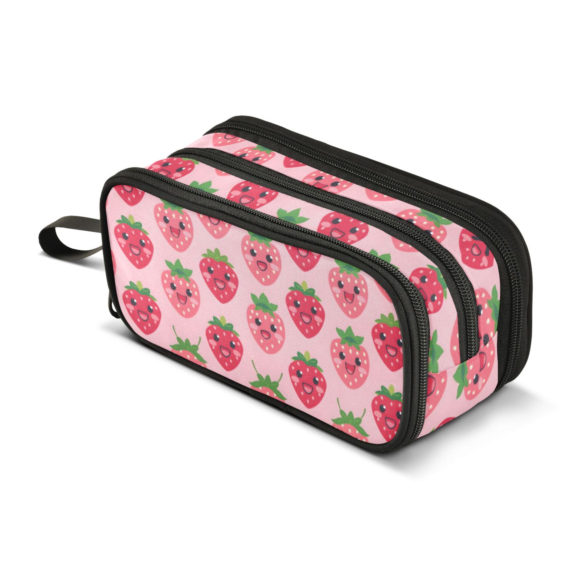 ALAZA Large Pencil Case, Big Capacity Pencil Bag Pen Pouch Holder 3 Compartments,Cute Strawberry School Office Supplies Stationery Makeup Bag Storage Organizer for Students Girls Boys Women Men โ image 1
