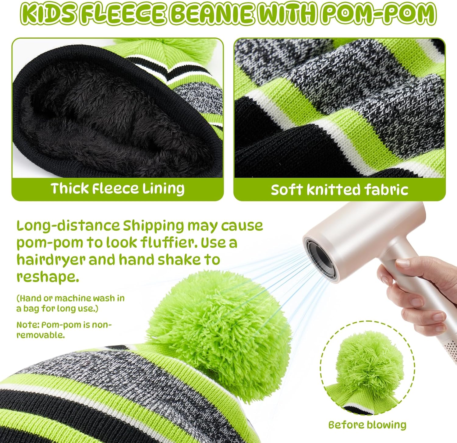 OZERO 2&3Pcs Kids Winter Knit Hat Gloves Scarf Set Warm Fleece Lining Thermal Beanie for 3-8 Year Boys and Girls - Image 6