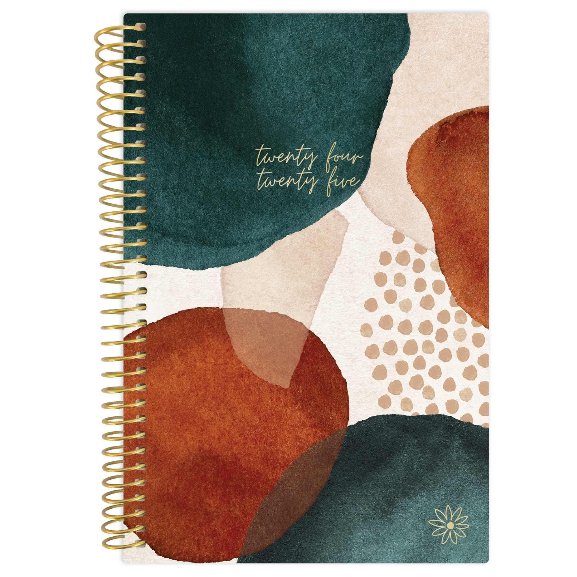 bloom daily planners 2024-2025 Academic Year Pocket Planner - 4” x 6” - (July 2024 - July 2025) - MINI Weekly/Monthly Agenda Organizer & Calendar Book - Green Earthy Abstract