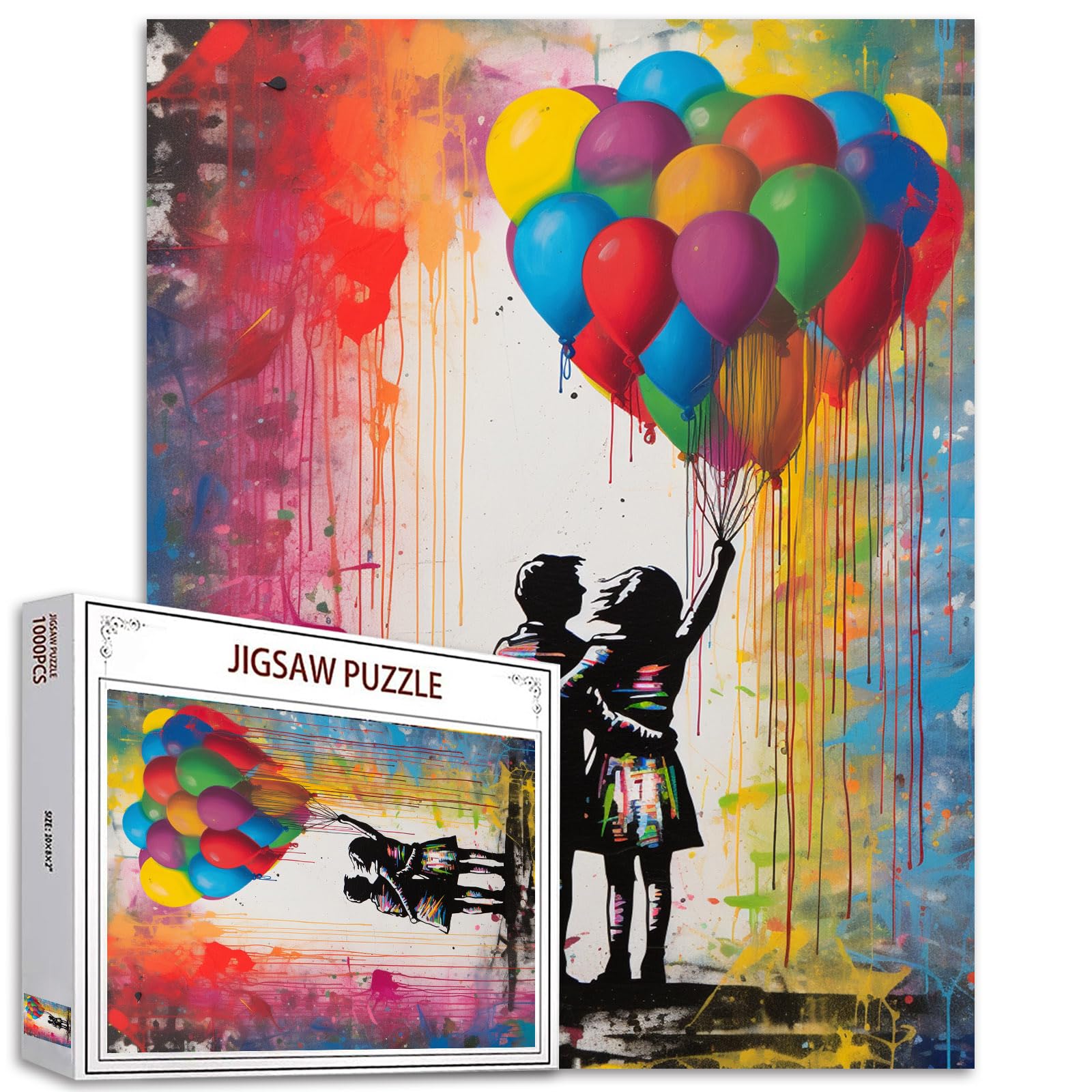 Tucocoo Puzzle für Erwachsene, 1 000 Teile, Graffiti, Pärchen, Straße, Pop Art-Malerei, Regenbogen, Ballon, herausfordernde Familienaktivität, Wanddekoration