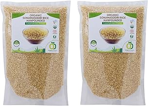 Organic Delight Sonamasuri Raw Rice/Sona Masuri White Chawal with Hand Pounded & Natural Antioxidants, USDA Certified Sona Masoori Raw Rice 2kg (Pack of 2)