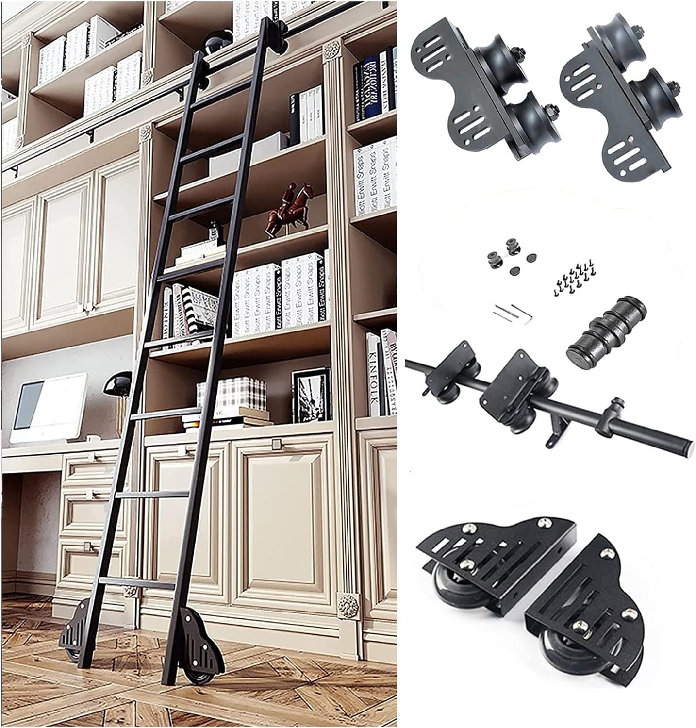Telescopic Ladder Ladders,Rolling Ladder Library Complete Hardware