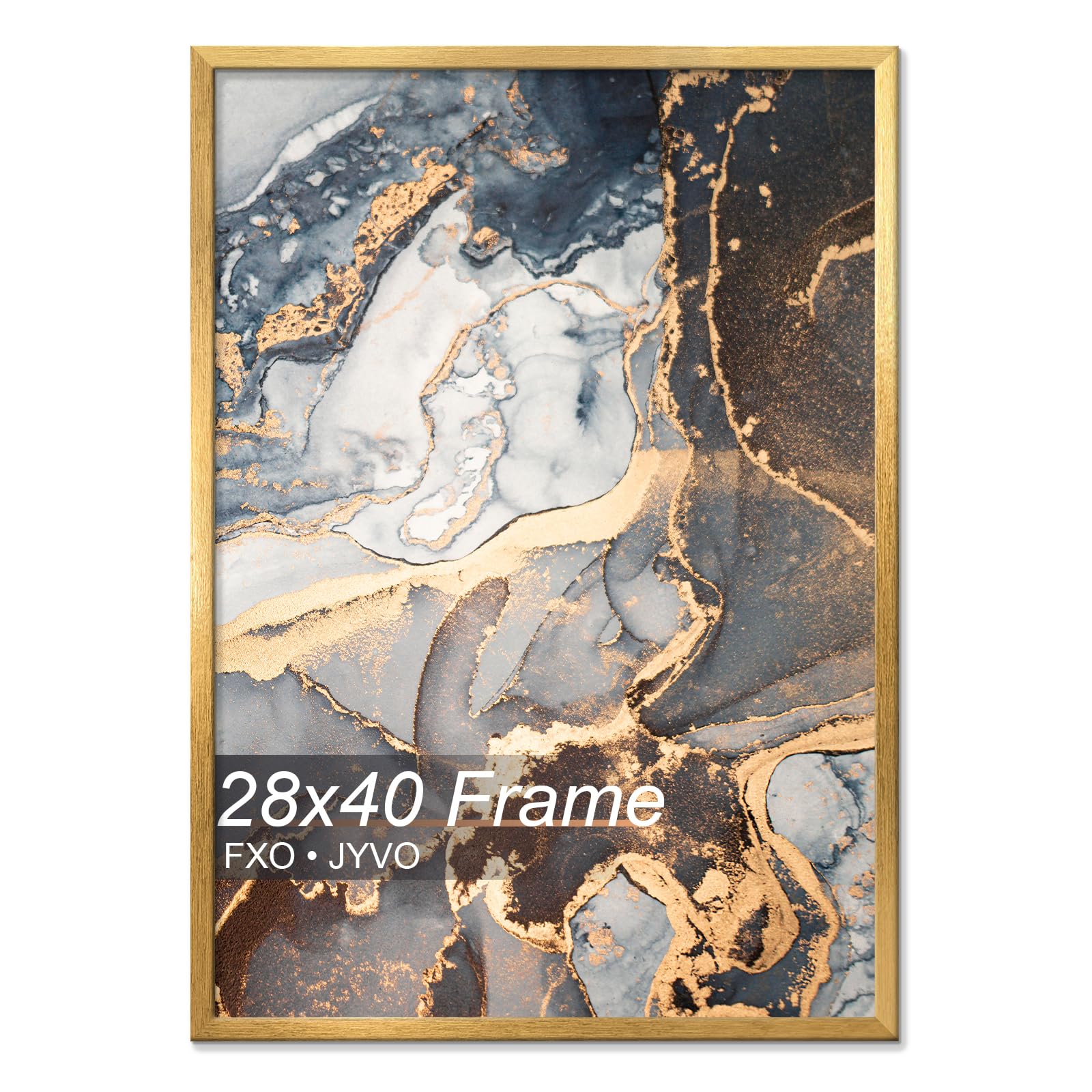 Photo 1 of [Broken Frame] Fxojyvo Engineered Wood 28x40 Picture Frame, Gold Frame for 28 x 40 Inch Picture Poster Photo, Light Weight 28 by 40 Frame with Wood-grain for Wall - 1 Pack/Gold/28 x40