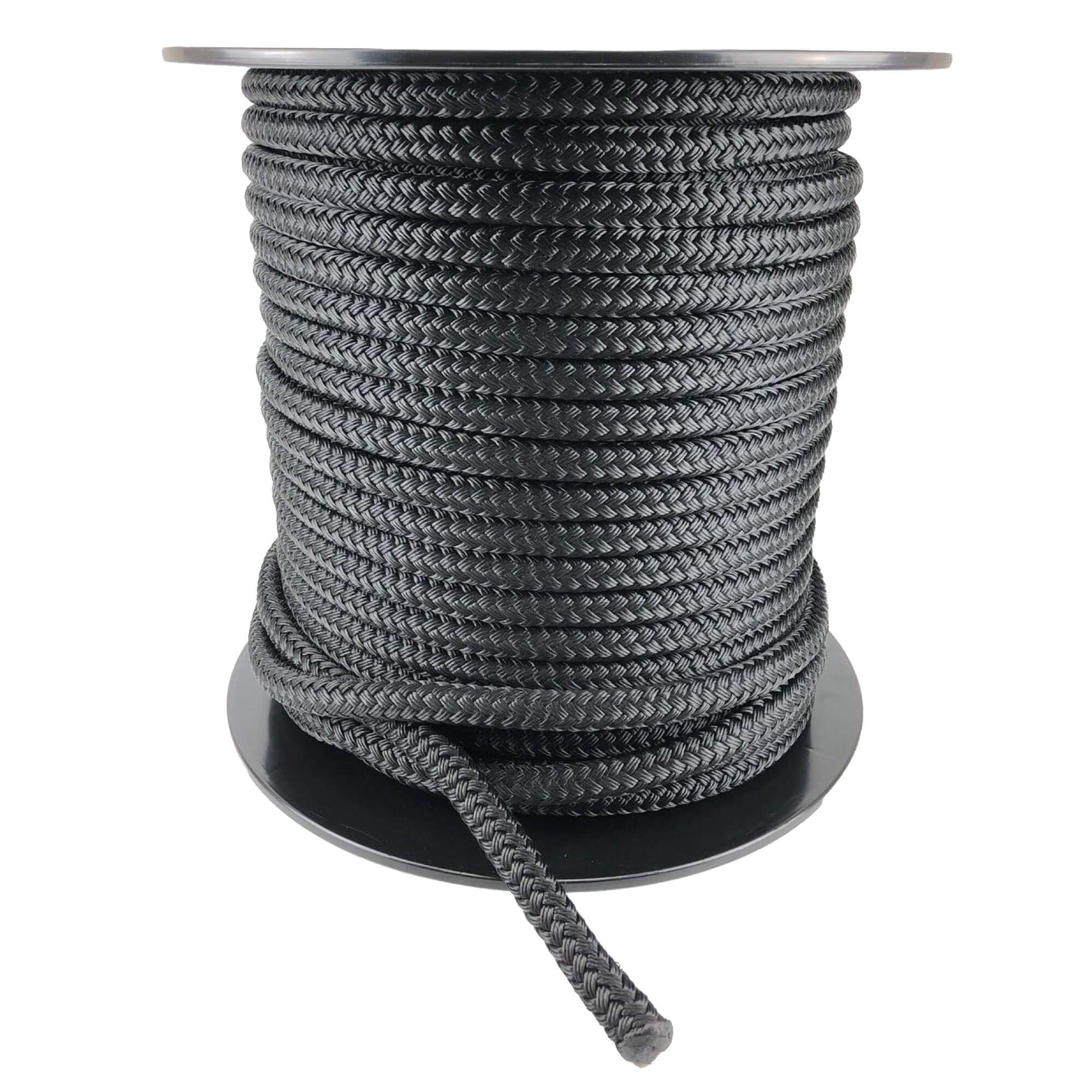 RopeServices UK 8mm Black Double Braid Polyester Rope x 15 Metres, Quality Docklines Marine