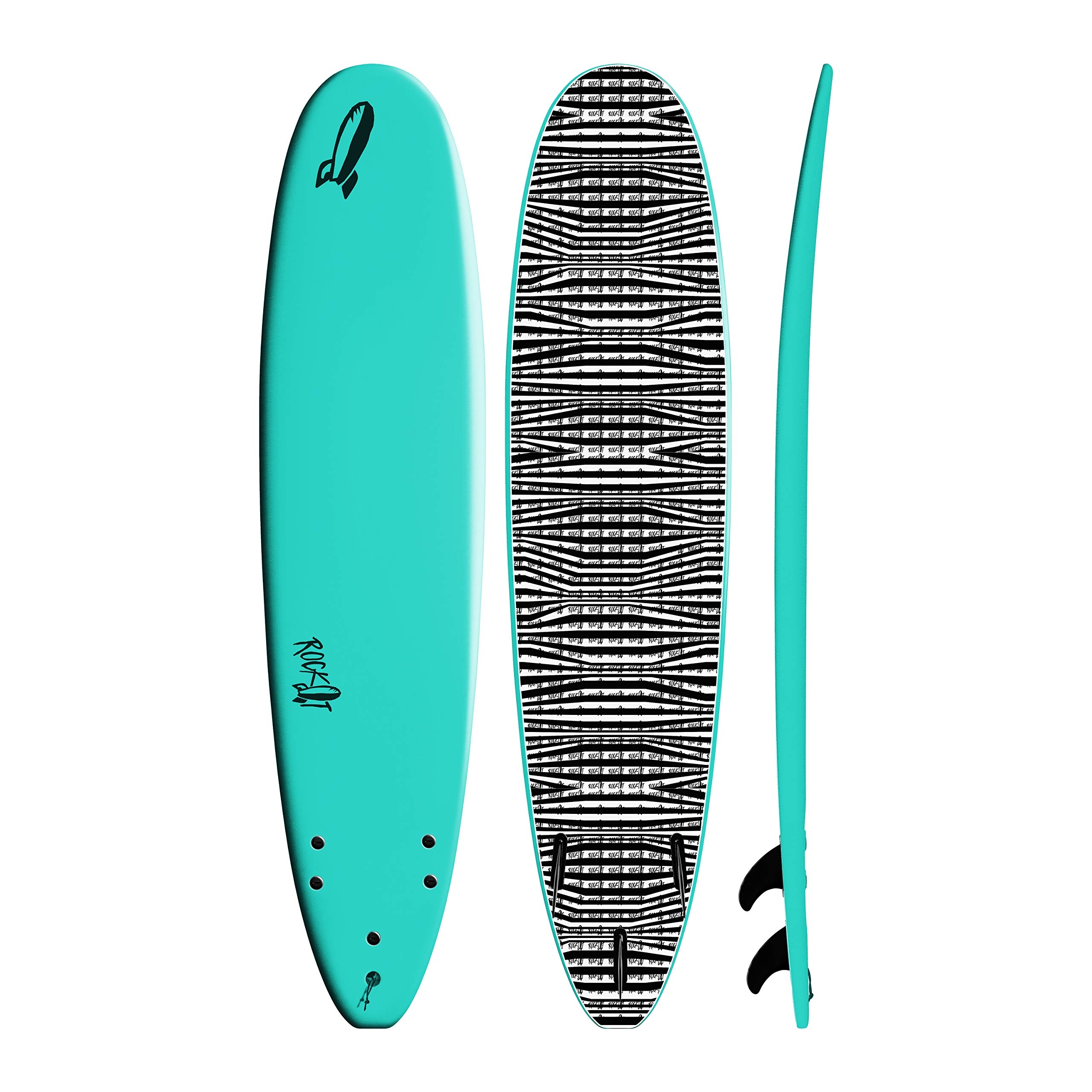 Rock It 8' Big Softy Surfboard, Soft Top Foam Longboard Surf Board, Surf Boards Adults (Teal)