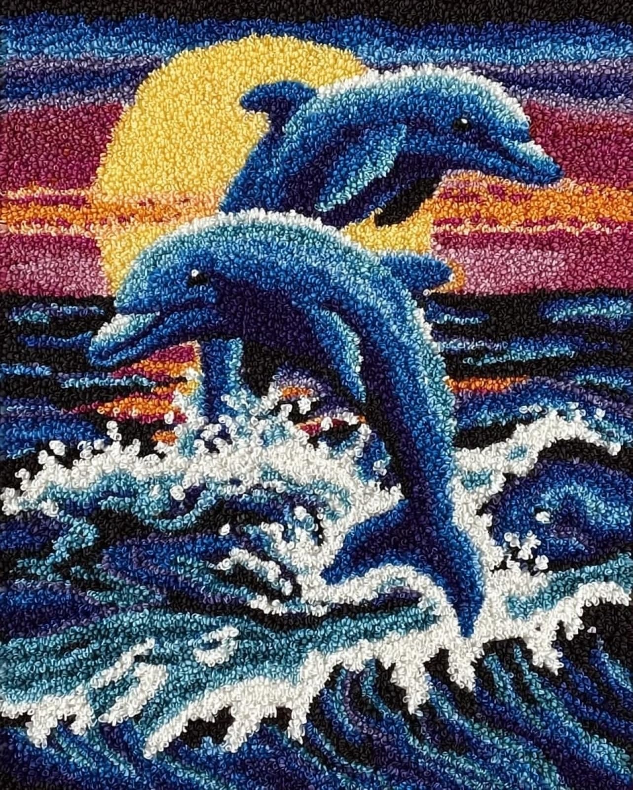 Wallphantom Latch Hook Kits Rugs,Animal Dolphin