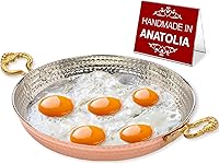 Vista 1 de Hakan Sartén de cobre para cocinar Sartén grande hecha a mano Sartén martillada con doble asa para tortilla Auténtica cocina de cocina e idea