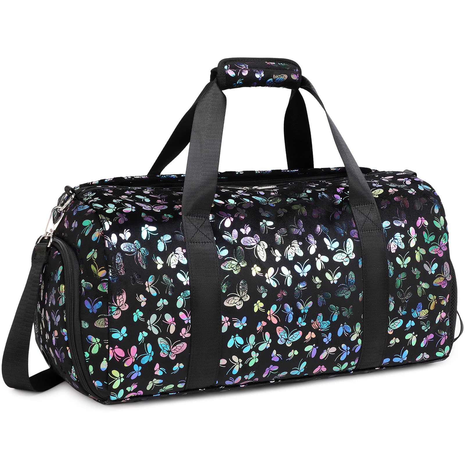 Plush Girls Travel Bag Kids Sports Bags for Girls Travel Duffles Girl Gymnastics Training Bags Girl Butterfly Gym Duffles Bag