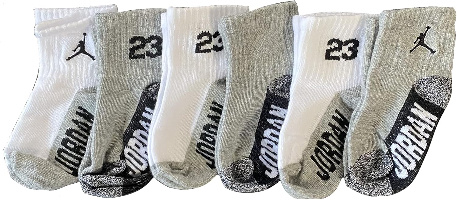 JORDAN Kids Ankle Socks Lightweight 6 Pairs Assorted 12-24 Months