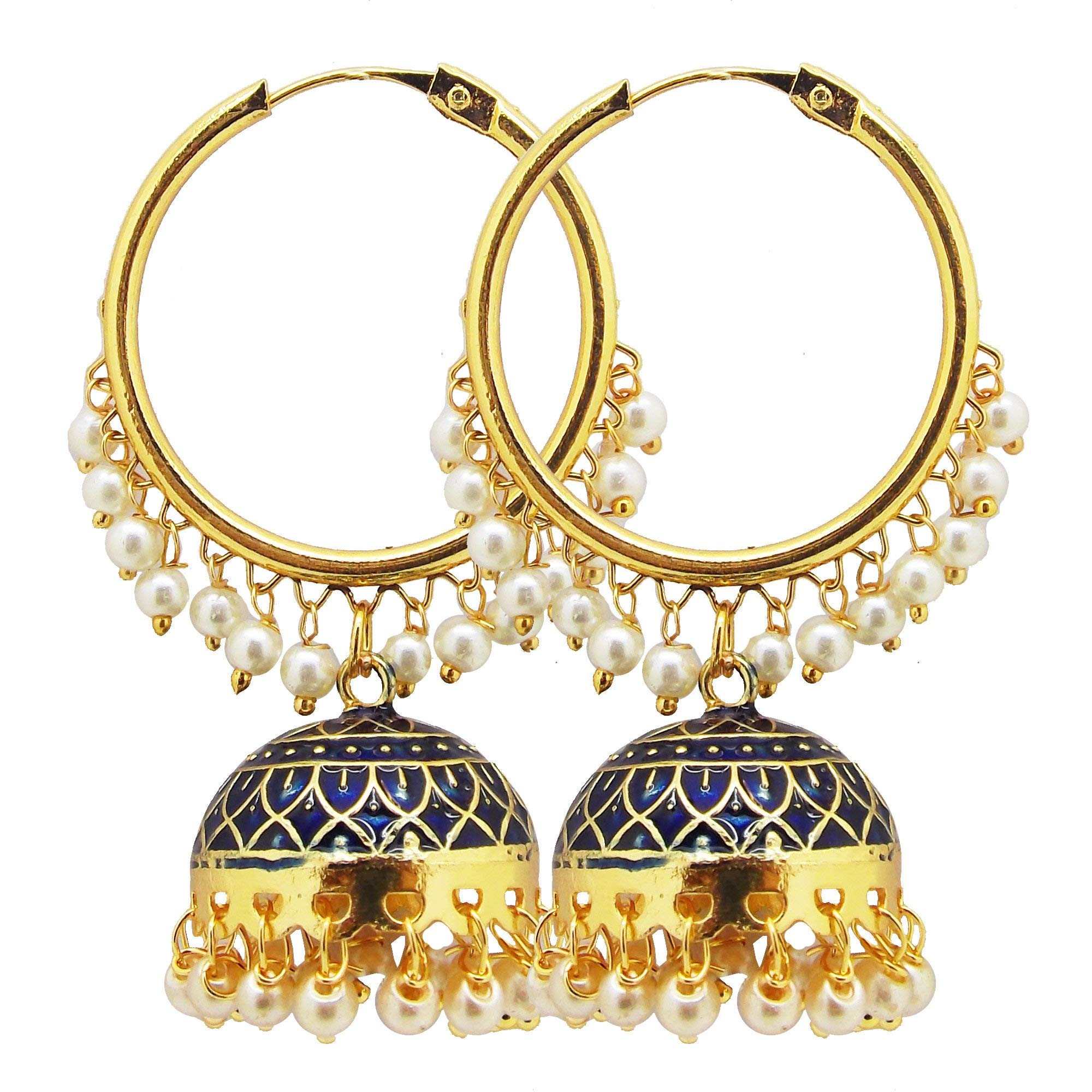9blings 22K Rose Gold Earrings for Women Navy Blue